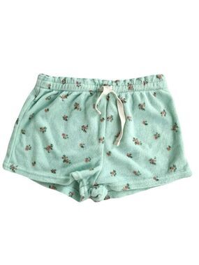 H&M Floral Mint Green Terry Cloth Shorts
